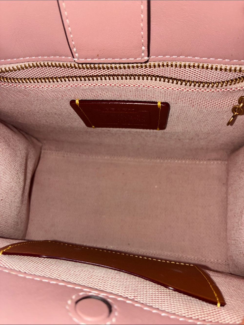 Coach Pink Leather Crossbody with Yellow & Pink Belt Detail - Picture 13 of 17